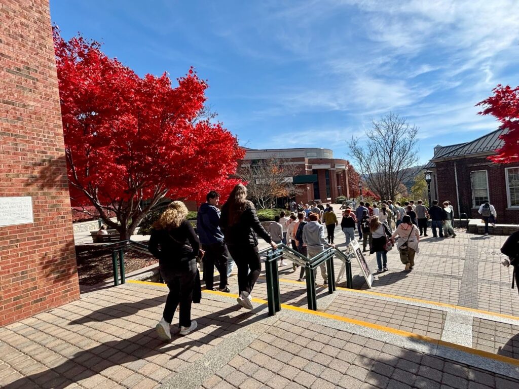 GEAR UP students walking across App State campus