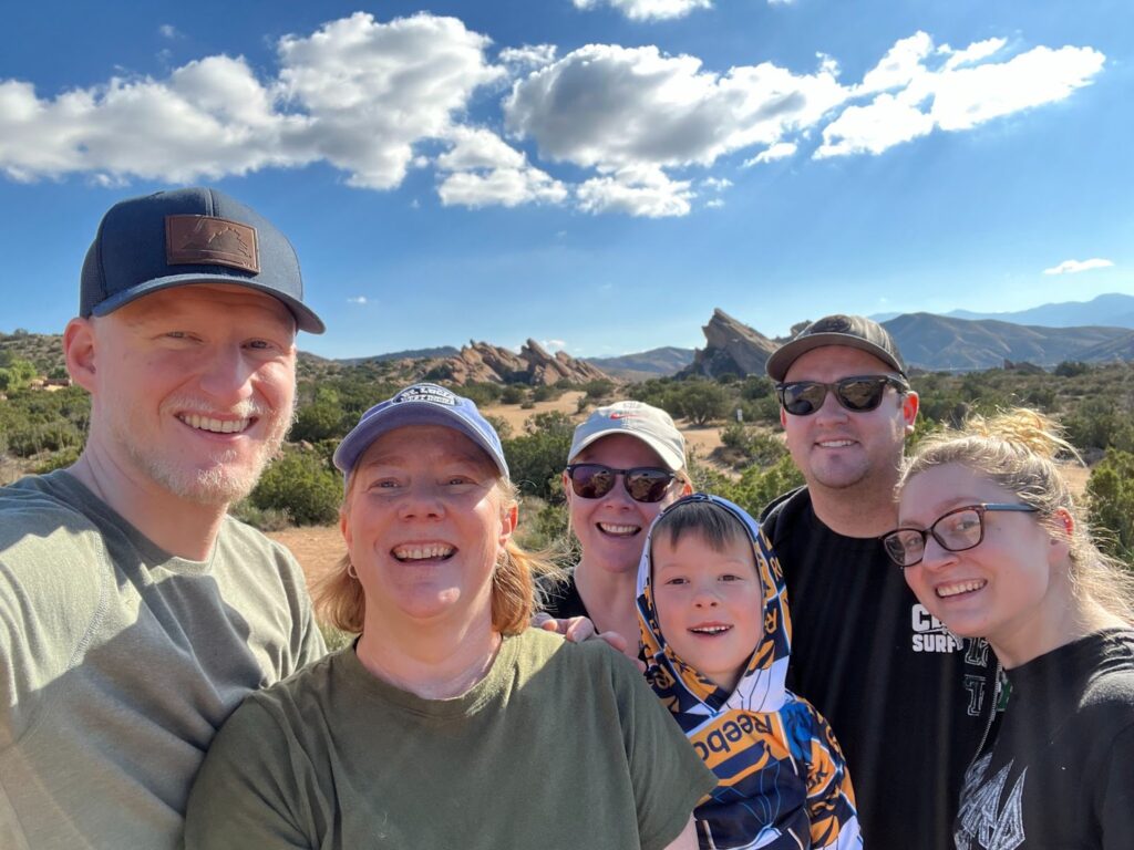 Sherry with her family (2 daughters, grandson, and son-in-laws)