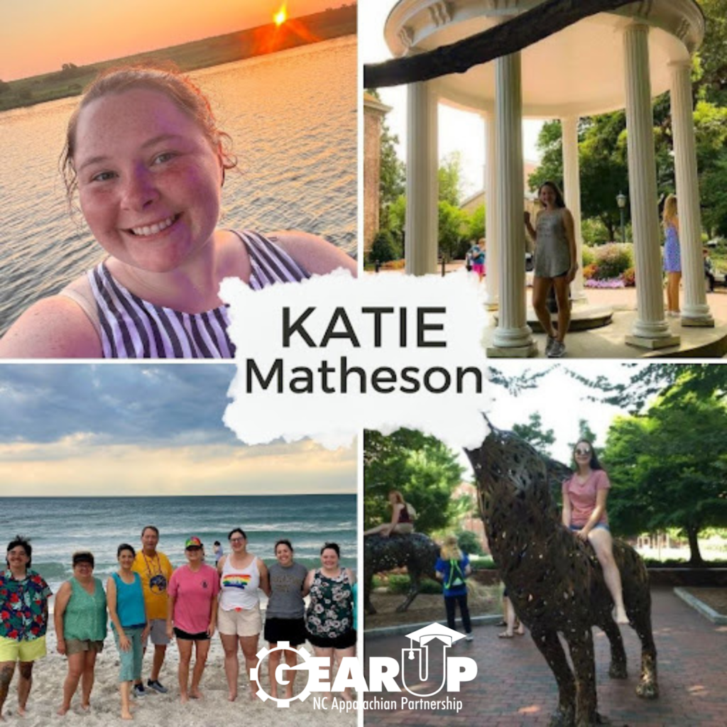 Katie during her campus tours as a student (right) and as a chaperone (left)