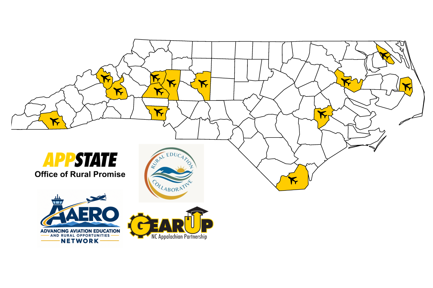 Map of counties participating in AAERO